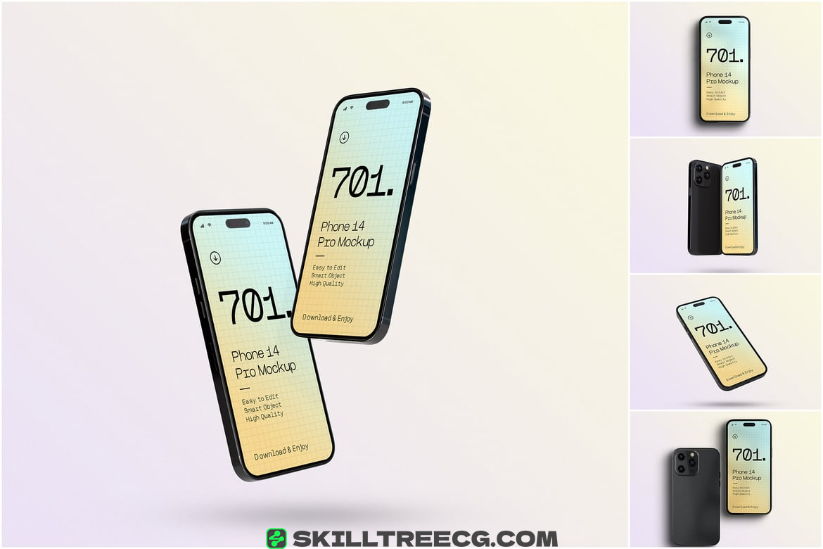 Realistic iPhone 14 Pro Psd Mockups Set（204272）-技能树